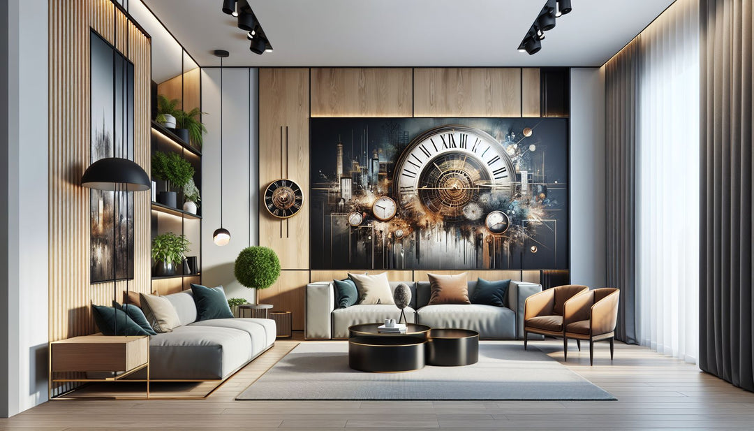 living room wall clock decor ideas - SI Art Avenue wall art