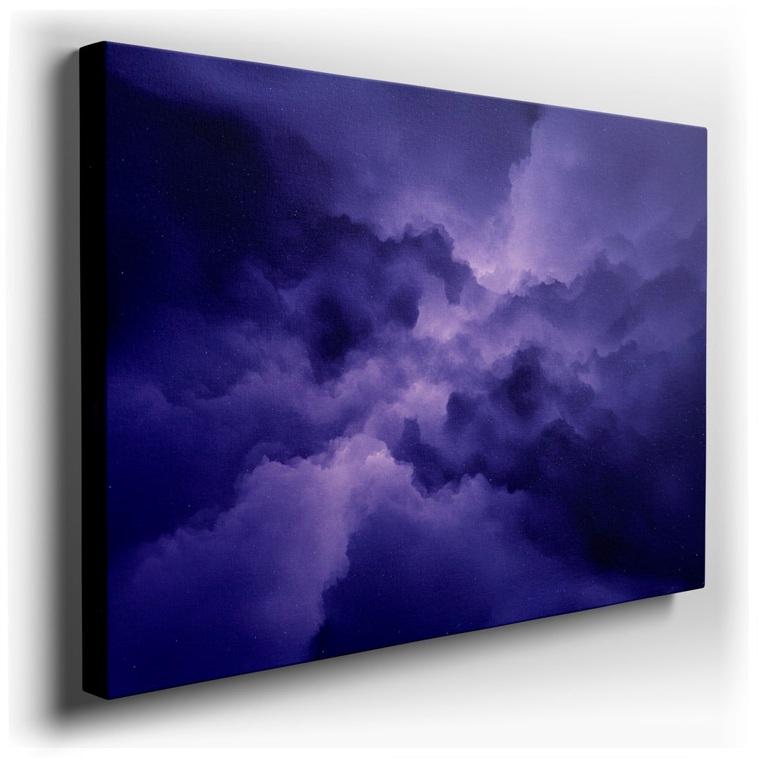 Ethereal purple clouds evoke a dreamy sky in this captivating canvas wall art, perfect for serene home decor.