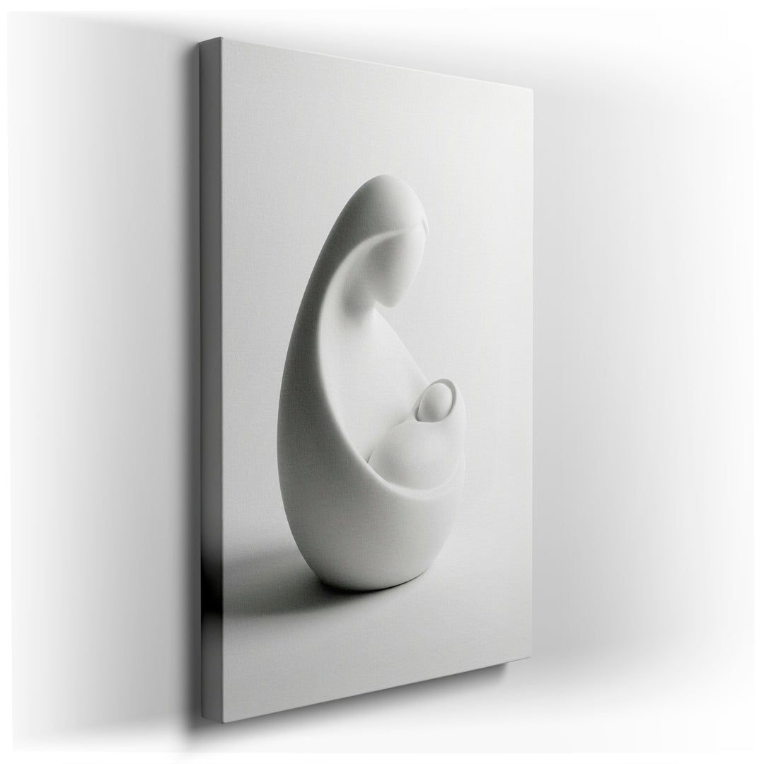 Abstract wall art depicting the Madonna and Child in a minimalist style, creating a serene and elegant piece of wall decor.