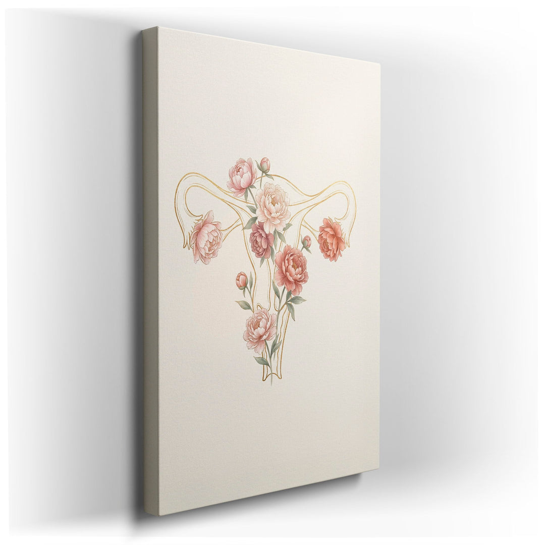 Floral Uterus Anatomy - Botanical Canvas Wall Art — Premium Canvas Wall Art | SI Art Avenue