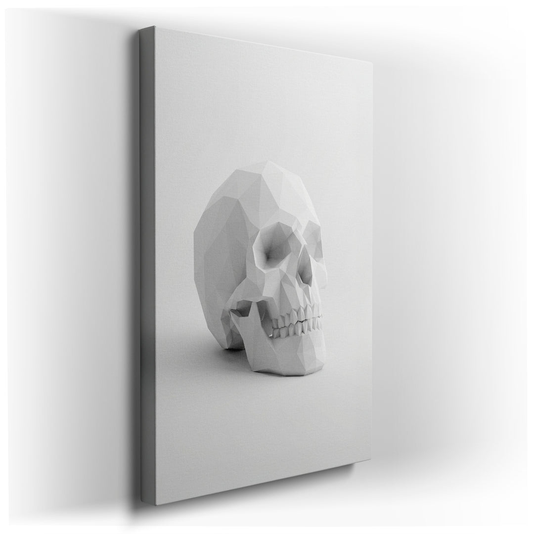 Geometric skull wall art featuring a low-poly design on a white background, a modern statement for wall decor.
