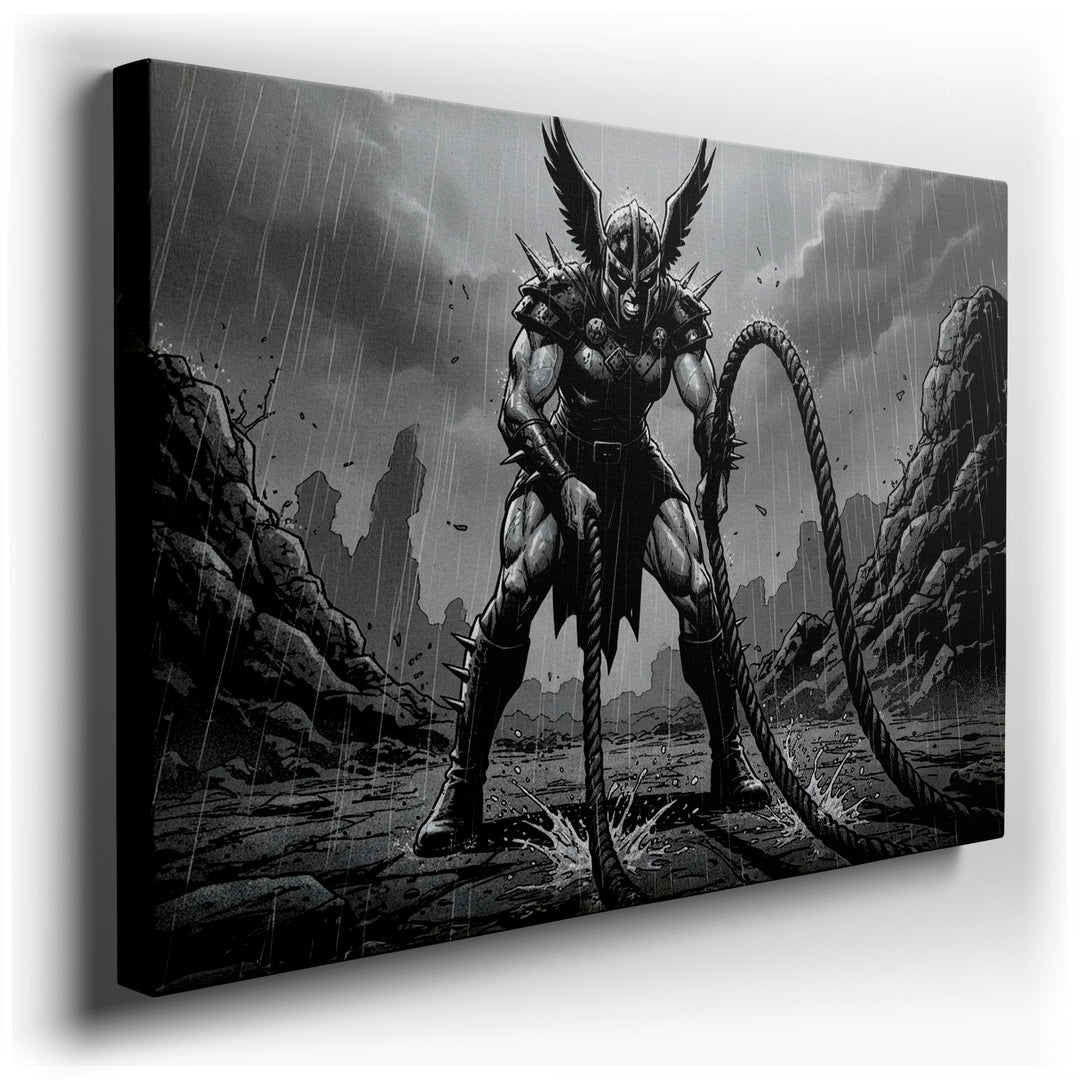 Vigilante Noir - Winged Warrior Canvas Wall Art — Premium Canvas Wall Art | SI Art Avenue