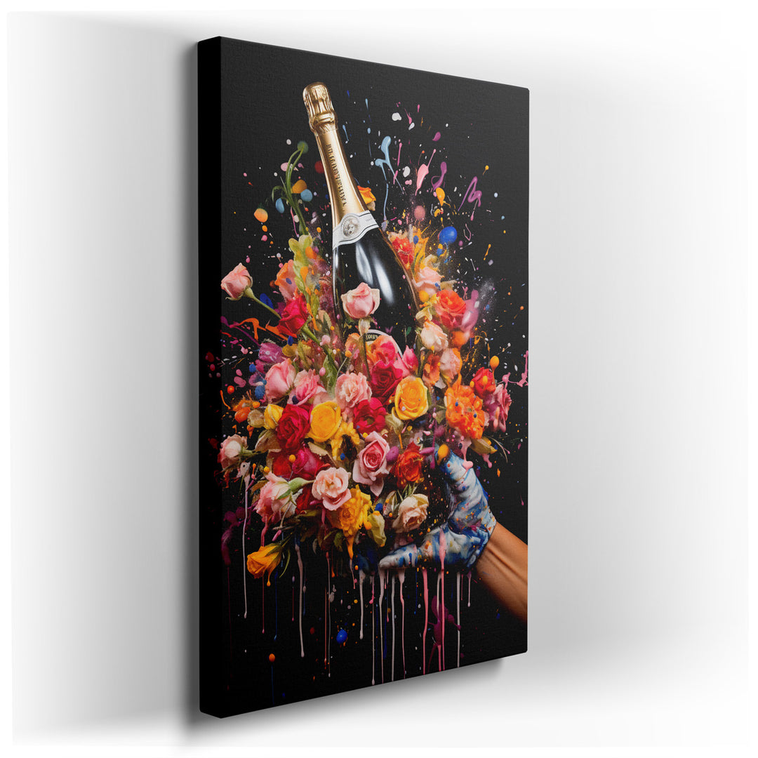 canvas print on wrapped canvas for wall decor – This wall art is a captivating visual feast that embodies the essence of celebration and artistic flair. At the center o...