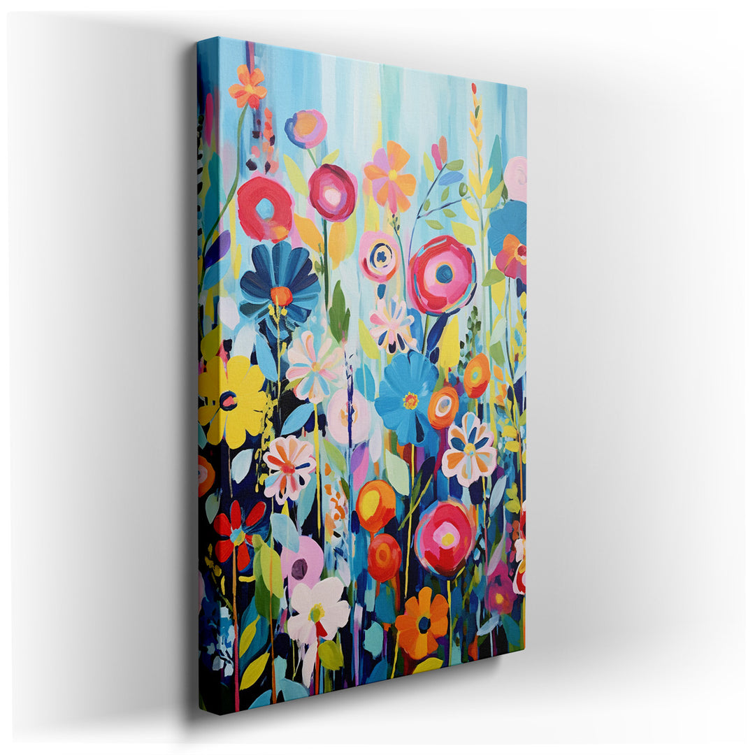 canvas print on wrapped canvas for wall decor – This exquisite wall art, a masterful composition of abstract floral forms, is a celebration of color and texture that br...