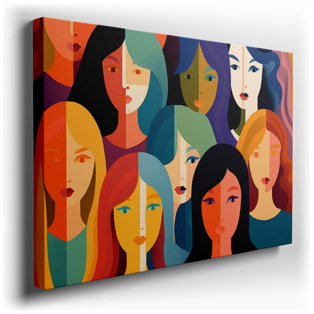 canvas print on wrapped canvas for wall decor – This digital wall art is a striking visual celebration of femininity, diversity, and empowerment. It masterfully blends...