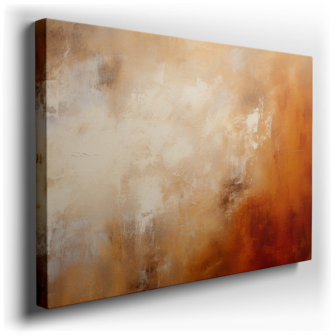 canvas print on wrapped canvas for wall decor – This abstract wall art is a masterful symphony of warm, textured earth tones that blend seamlessly to evoke a deep sense...