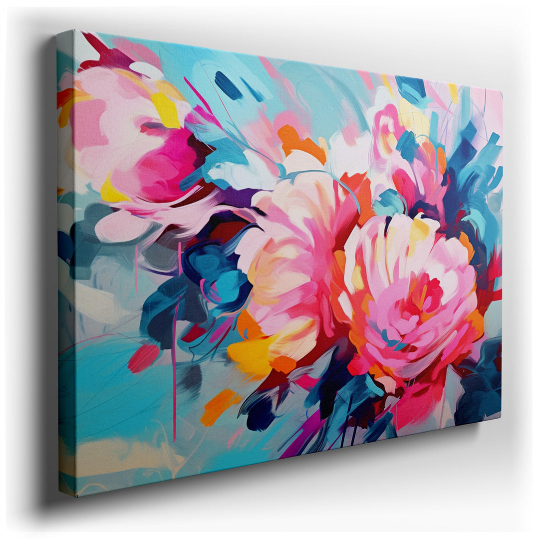 canvas print on wrapped canvas for wall decor – This wall art, a mesmerizing composition of abstract floral elements, is a celebration of color and life that transforms...