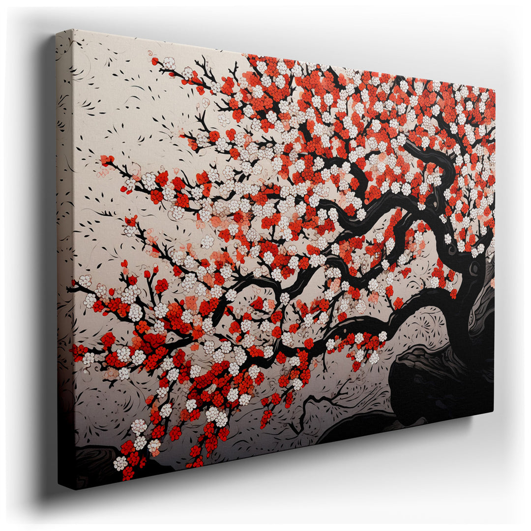 canvas print on wrapped canvas for wall decor – This wall art, an enchanting and colorful artistic depiction of a blossoming tree, is a masterpiece that captures the es...