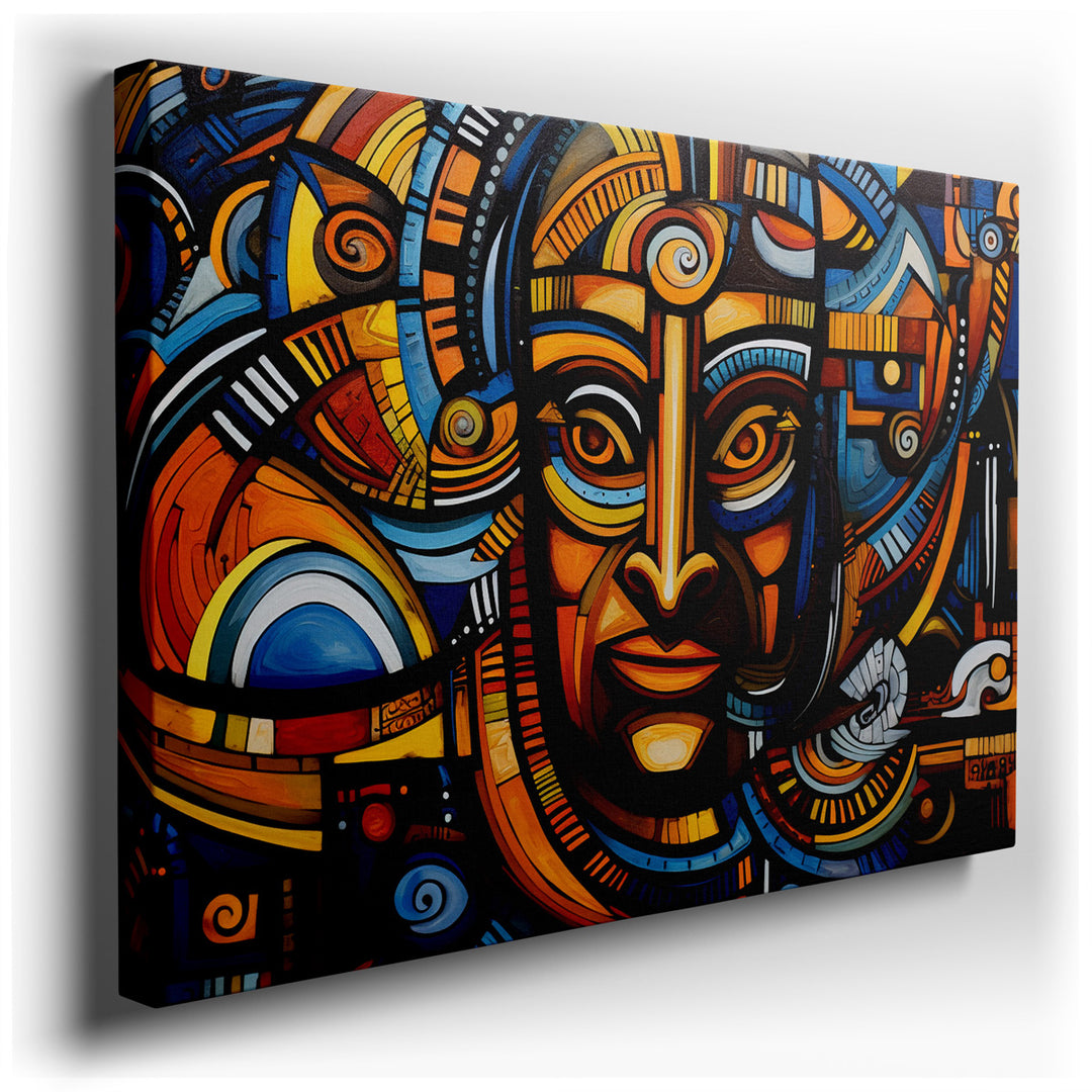 canvas print on wrapped canvas for wall decor – This wall art is a captivating cultural mural that embodies a rich tapestry of visual storytelling, articulated through...
