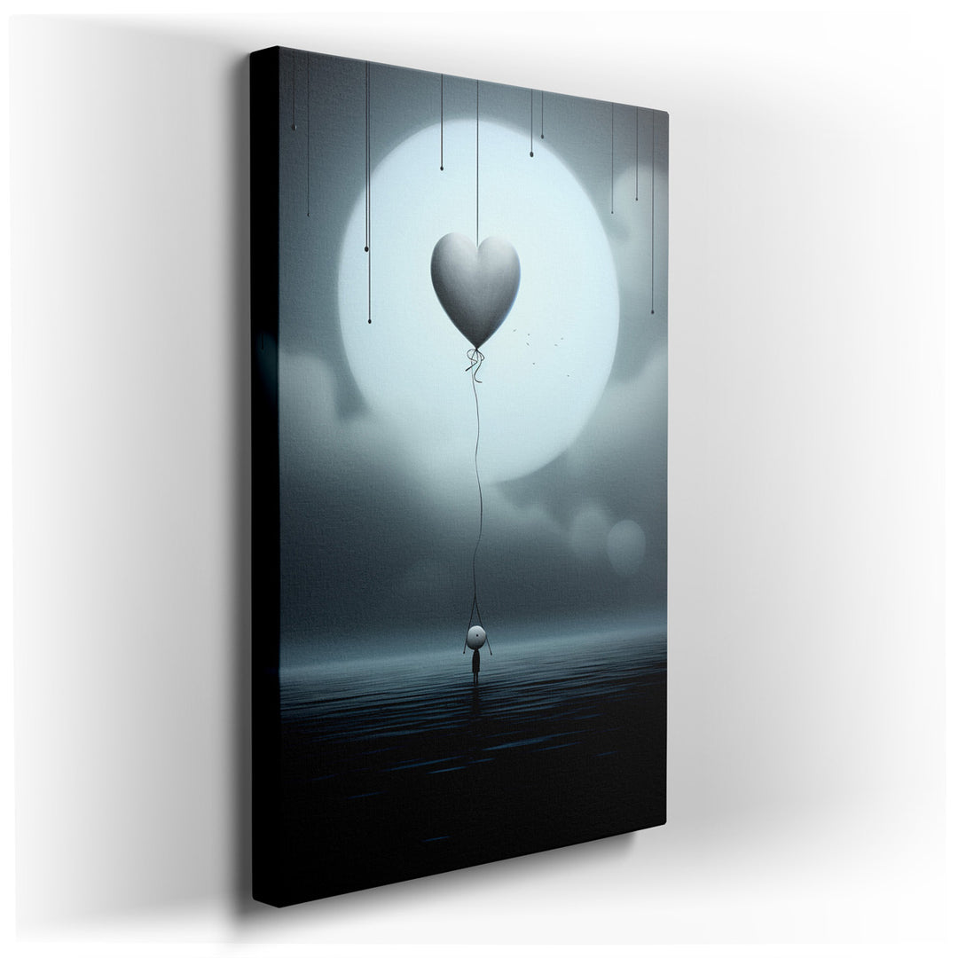 canvas print on wrapped canvas for wall decor – This wall art, a captivating blend of surrealism and emotional depth, presents a scene that is both enchanting and melan...