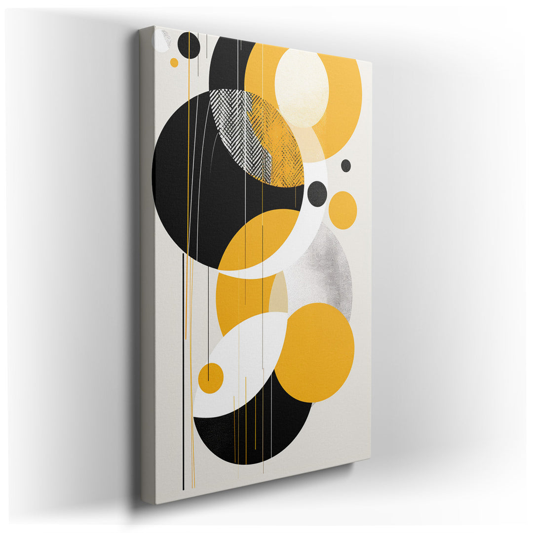 canvas print on wrapped canvas for wall decor – This captivating wall art is a masterful exploration of form and color, presenting a series of circular shapes that danc...