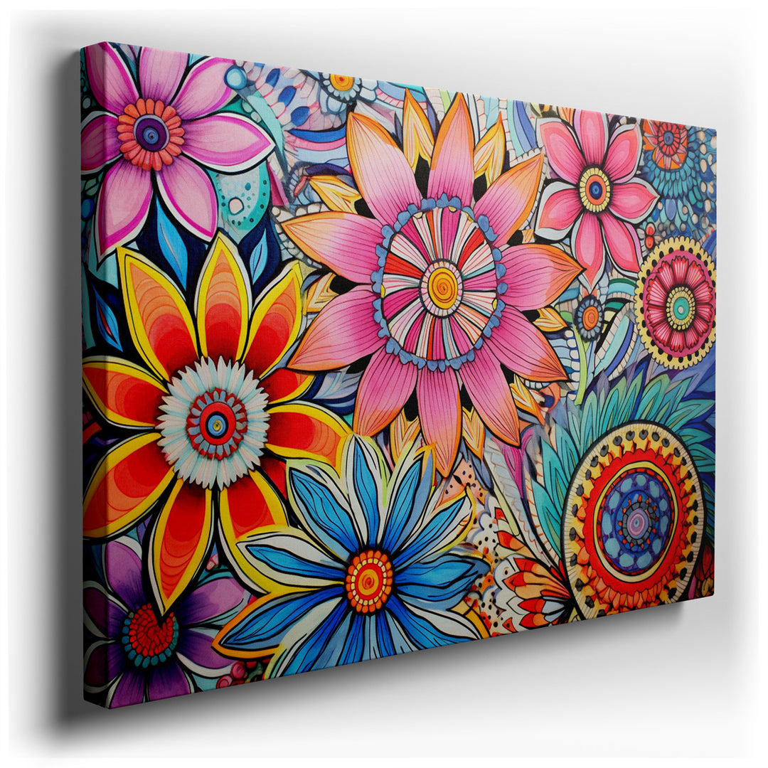 canvas print on wrapped canvas for wall decor – This wall art, a vibrant and colorful floral composition, is a celebration of nature's beauty through the medium of art....