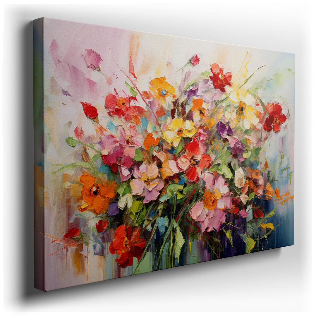 canvas print on wrapped canvas for wall decor – This enchanting wall art is a masterful celebration of nature's vivid palette, rendered in a style that bridges the gap...