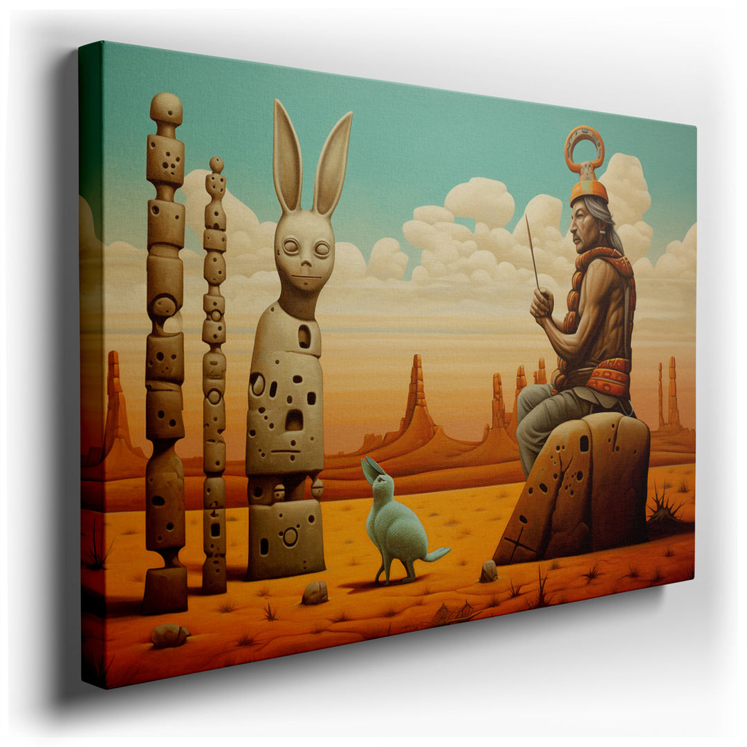 canvas print on wrapped canvas for wall decor – This wall art, a captivating blend of surrealism and abstract art, presents a striking tableau that is both enigmatic an...