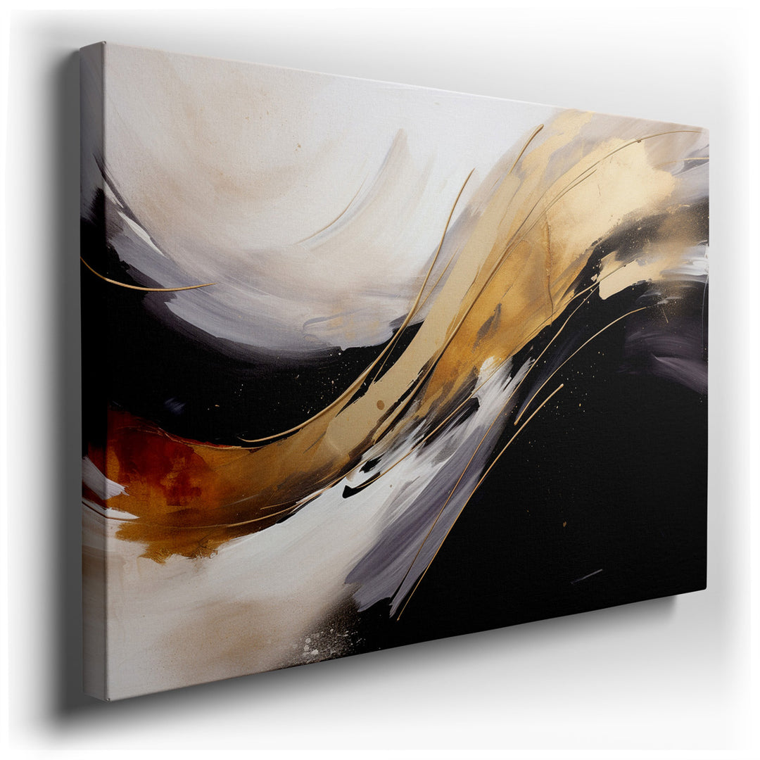canvas print on wrapped canvas for wall decor – This wall art is a striking example of abstract art that masterfully combines bold lines and a monochrome palette, with...