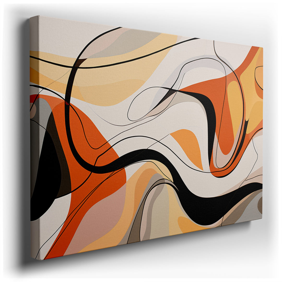 canvas print on wrapped canvas for wall decor – This wall art, an exquisite example of abstract art, is a captivating composition that masterfully blends curved lines a...