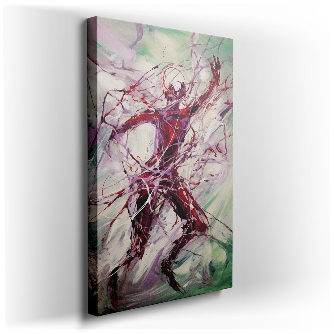 canvas print on wrapped canvas for wall decor – This expressive abstract wall art, rich in dynamic lines and vivid colors, masterfully captures the complexity of human...