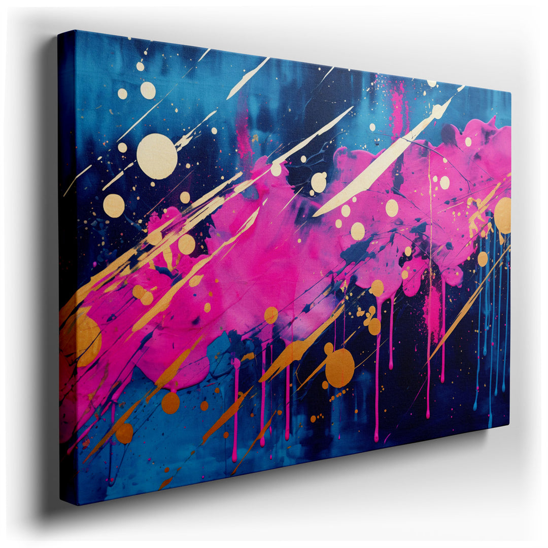 canvas print on wrapped canvas for wall decor – This wall art is a captivating masterpiece of abstract expression, characterized by its bold use of color and dynamic pa...