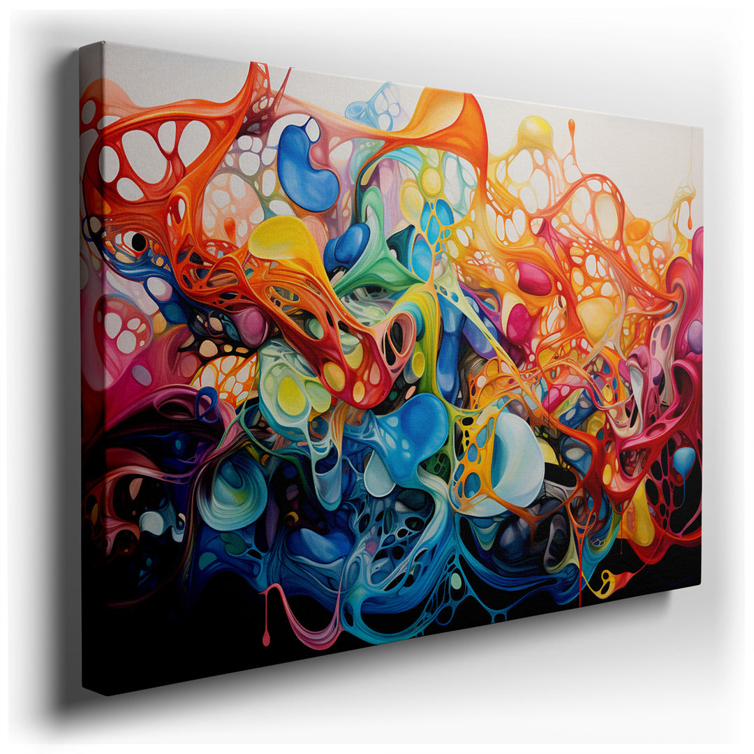 canvas print on wrapped canvas for wall decor – This wall art is a captivating masterpiece of abstract art, where vibrant colors dance across the canvas in a fluid and...