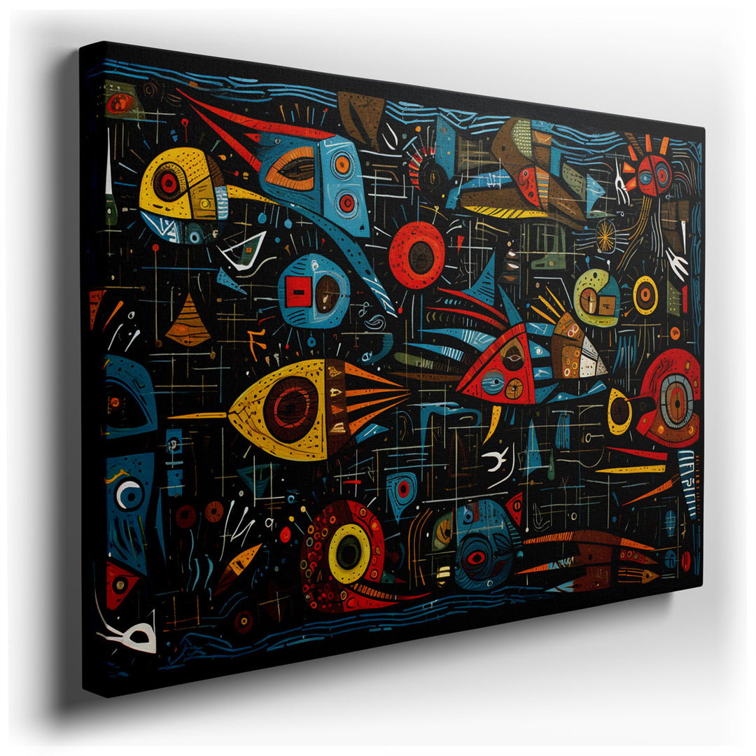 canvas print on wrapped canvas for wall decor – This wall art, a masterful blend of abstract art and natural imagery, presents a visually striking exploration of marine...