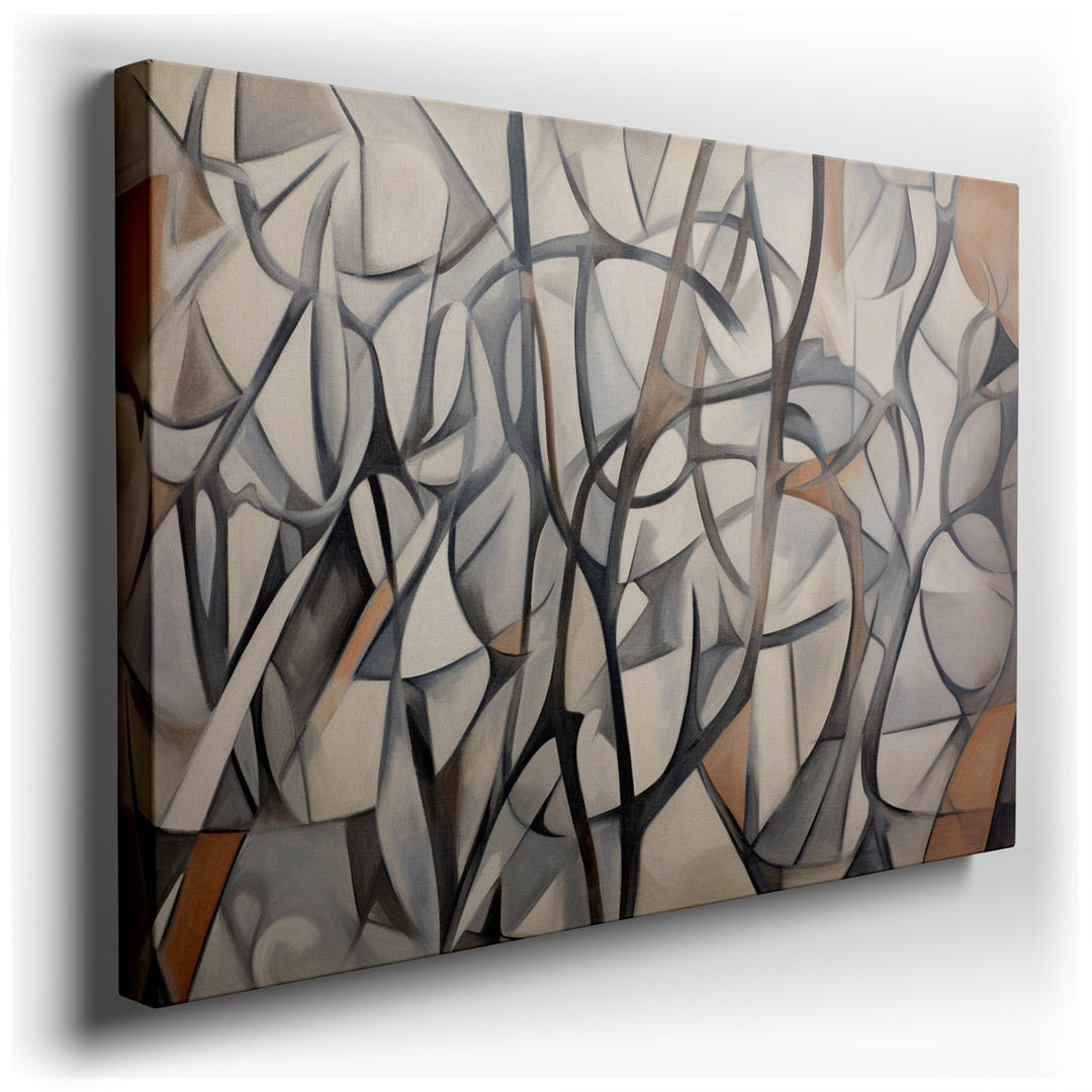 canvas print on wrapped canvas for wall decor – This wall art is a mesmerizing abstract composition that masterfully plays with intricate shapes and soft tones, creatin...