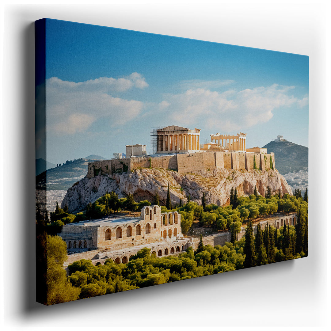 canvas print on wrapped canvas for wall decor – This exquisite wall art captures the majestic essence of the Acropolis in Athens, a symbol of the glory and intellectual...