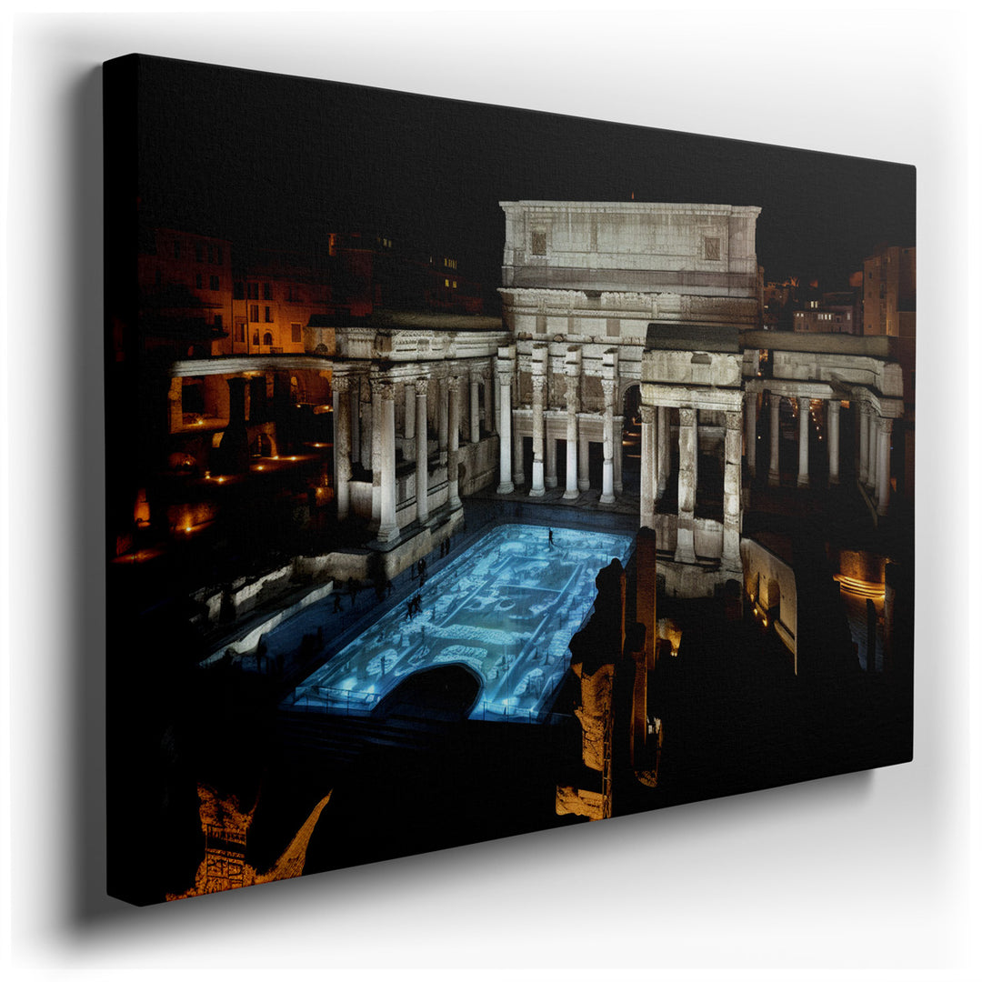 canvas print on wrapped canvas for wall decor – This wall art captures a breathtaking nighttime scene that masterfully blends the grandeur of ancient architecture with...
