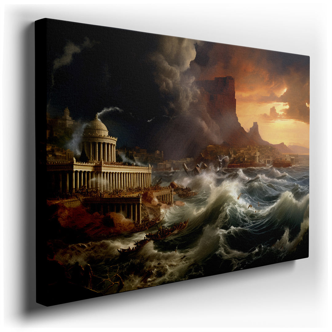 canvas print on wrapped canvas for wall decor – This evocative wall art captures a moment of intense drama and raw emotion, where the relentless forces of nature collid...