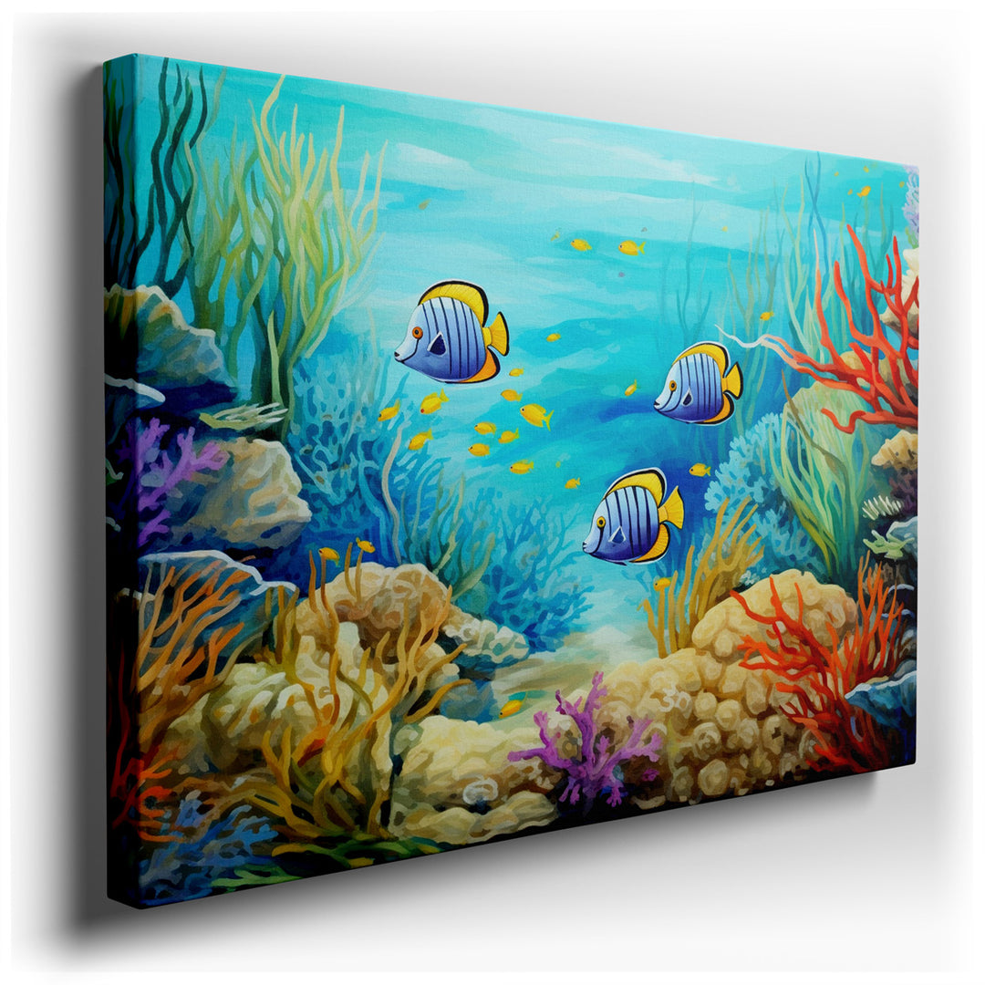 canvas print on wrapped canvas for wall decor – Imagine a wall art that captures the essence of an underwater odyssey, where the vibrant hues of the ocean come alive wi...