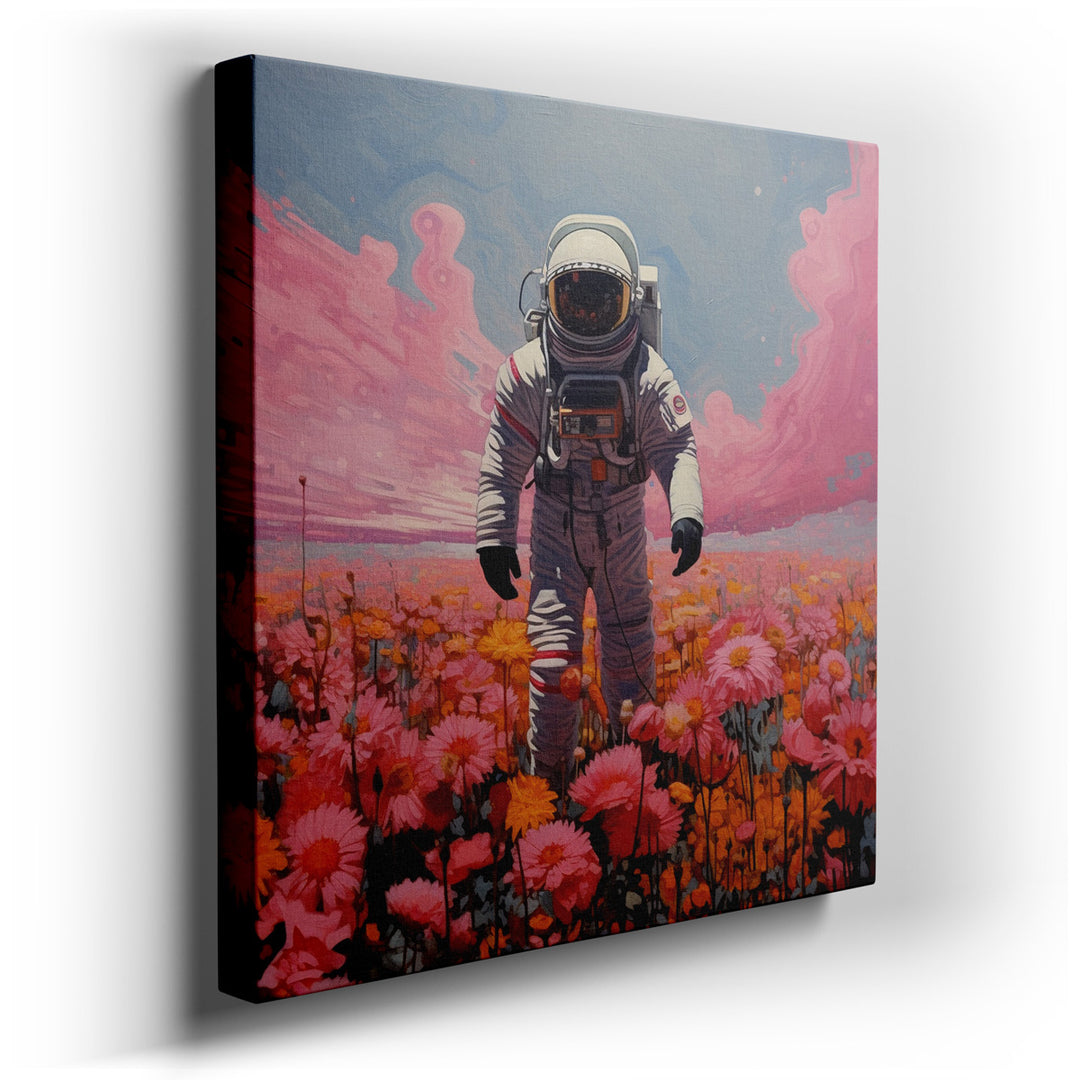 canvas print on wrapped canvas for wall decor – This wall art captures a mesmerizing scene where the realms of cosmic exploration and terrestrial beauty converge into a...