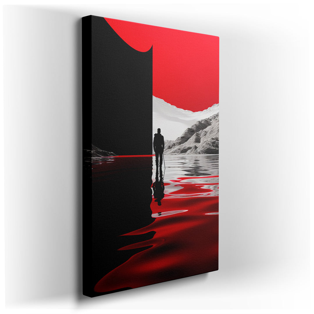 canvas print on wrapped canvas for wall decor – This evocative wall art, rich in symbolism and emotional depth, portrays a solitary figure poised at a metaphorical cros...