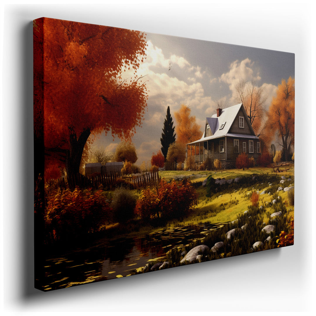 canvas print on wrapped canvas for wall decor – This enchanting wall art captures the essence of autumn in a way that is both vivid and serene, making it a perfect addi...