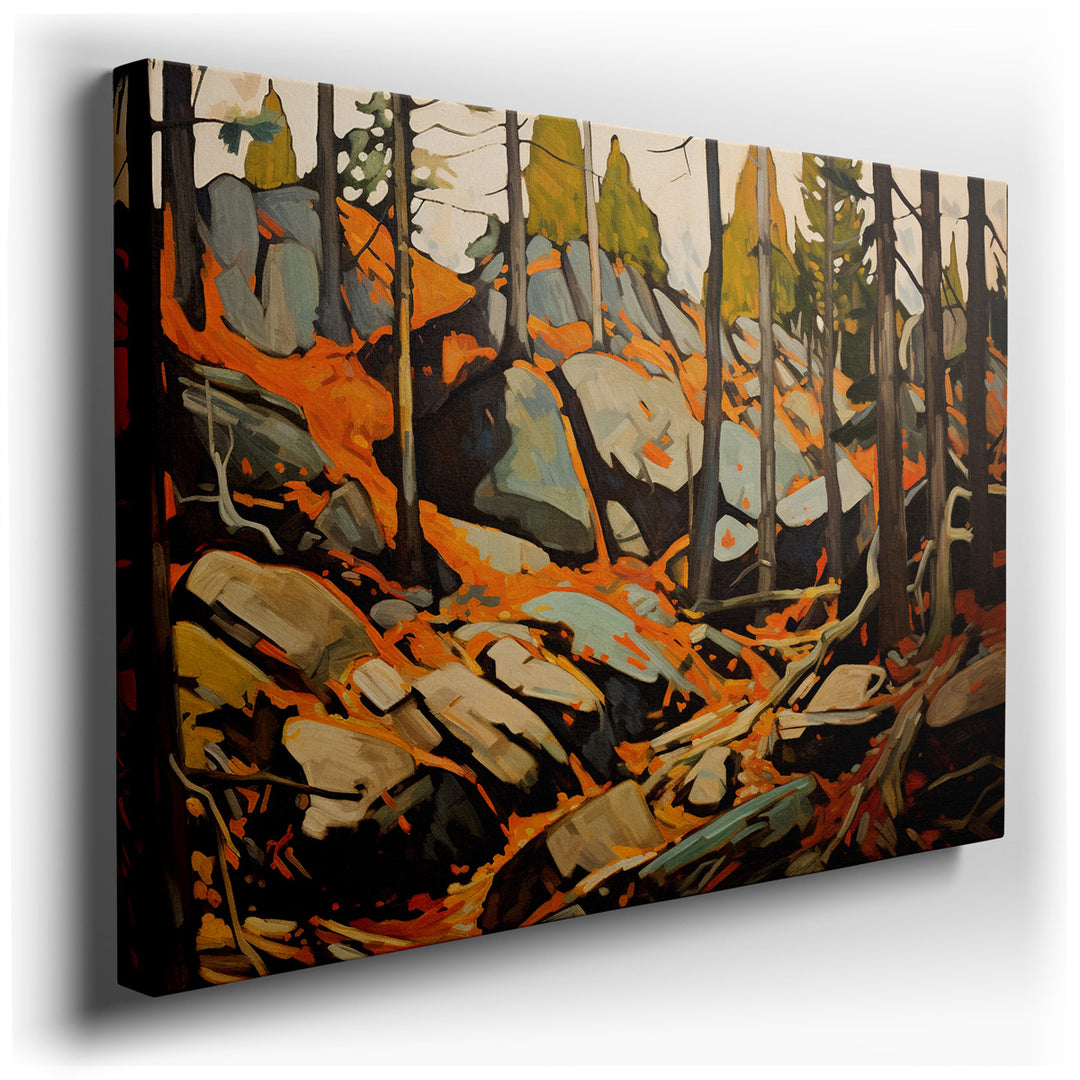 canvas print on wrapped canvas for wall decor – This exquisite wall art offers a captivating depiction of a forest landscape during the enchanting autumn season. As one...