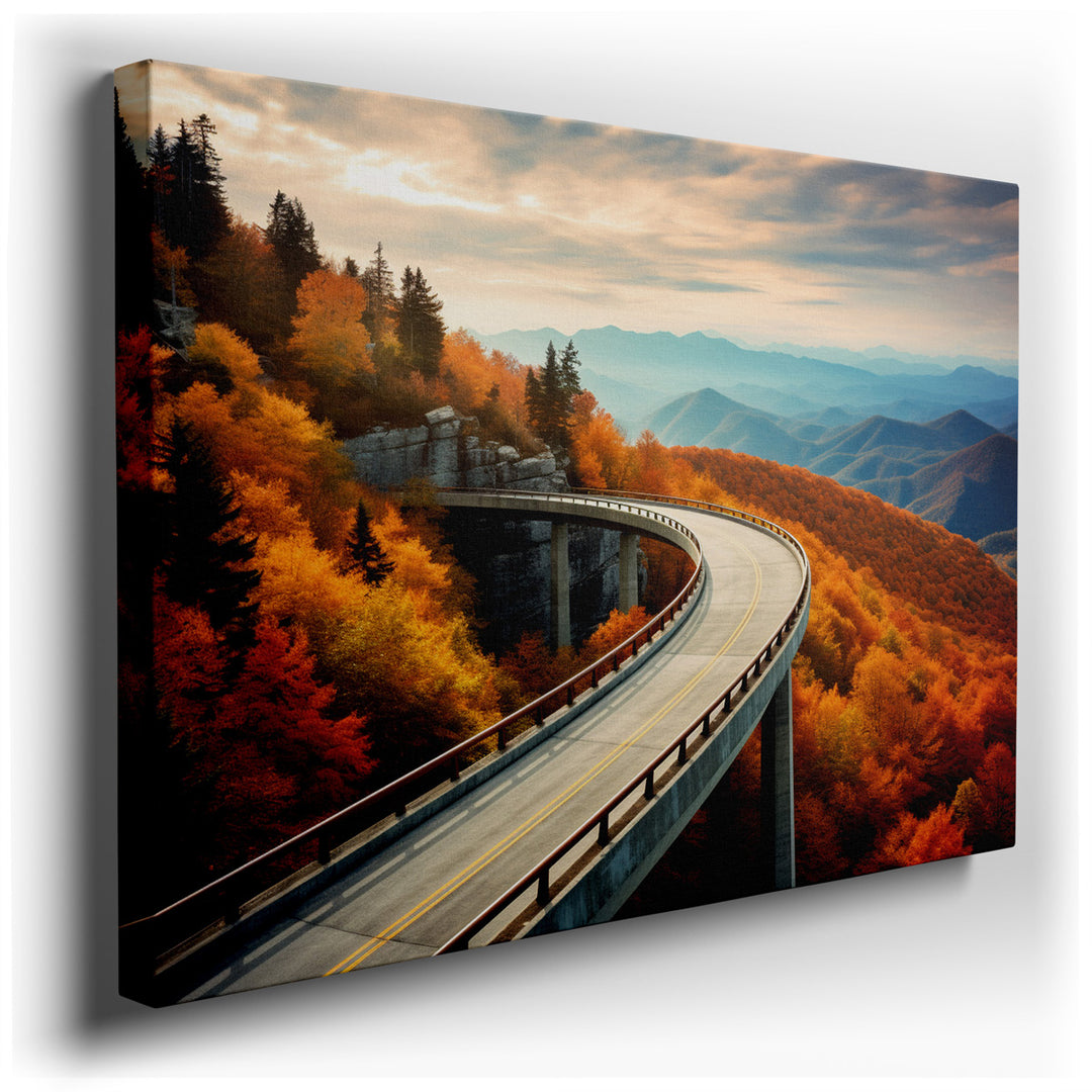 canvas print on wrapped canvas for wall decor – The wall art captures a mesmerizing scene of a winding road that gracefully carves its way through a majestic mountain r...