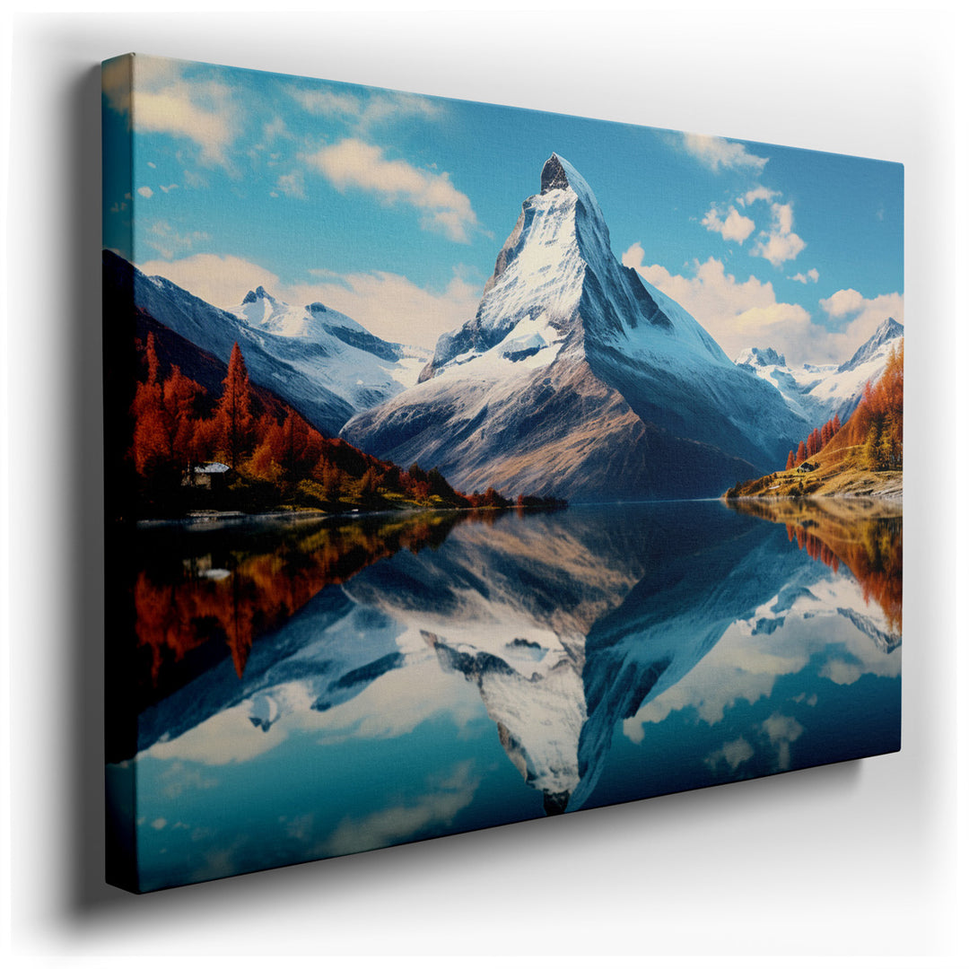 canvas print on wrapped canvas for wall decor – This exquisite digital wall art captures a breathtaking landscape that masterfully juxtaposes the serene chill of winter...