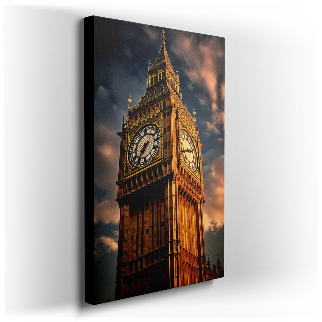canvas print on wrapped canvas for wall decor – This exquisite wall art captures the majestic presence of Big Ben, the renowned clock tower that stands as a symbol of L...