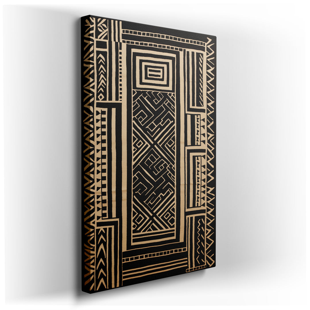 canvas print on wrapped canvas for wall decor – This wall art, a masterful creation of textile-inspired art, presents a bold geometric pattern that alternates between s...