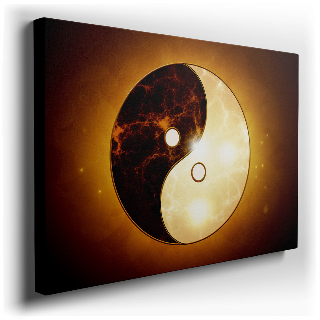 canvas print on wrapped canvas for wall decor – This exquisite wall art, a modern interpretation of the ancient Yin Yang symbol, masterfully captures the essence of bal...