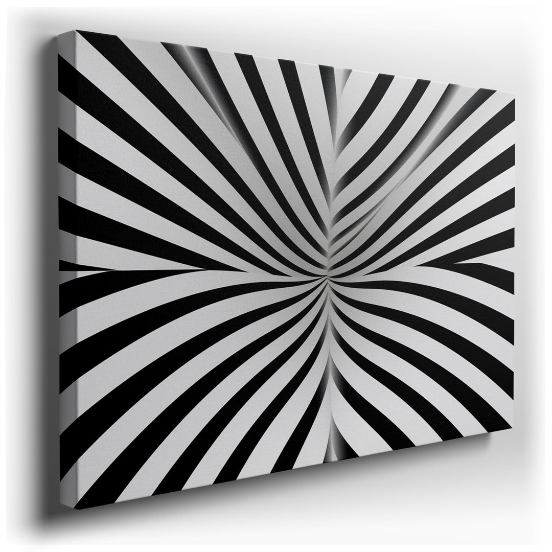 canvas print on wrapped canvas for wall decor – This wall art, a captivating creation in abstract art, features a mesmerizing spiral pattern rendered in stark black and...