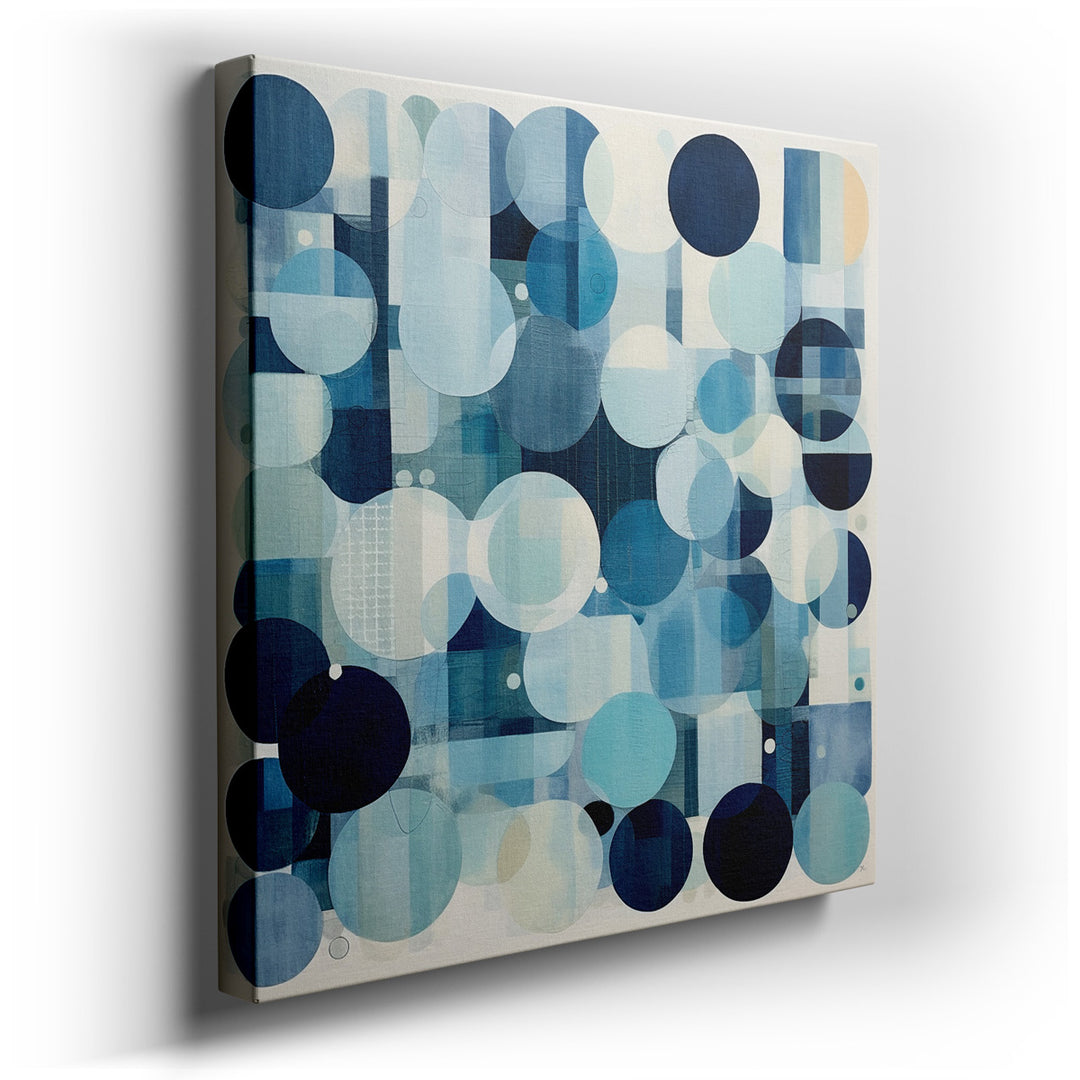 canvas print on wrapped canvas for wall decor – This wall art is a striking piece of modern art that features an intricate arrangement of circles, each rendered in diff...