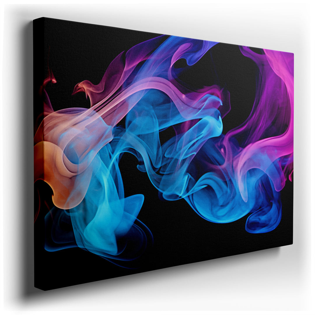 canvas print on wrapped canvas for wall decor – This exquisite wall art is a masterful representation of abstract art, where dynamic swirls and vibrant smoke-like shape...