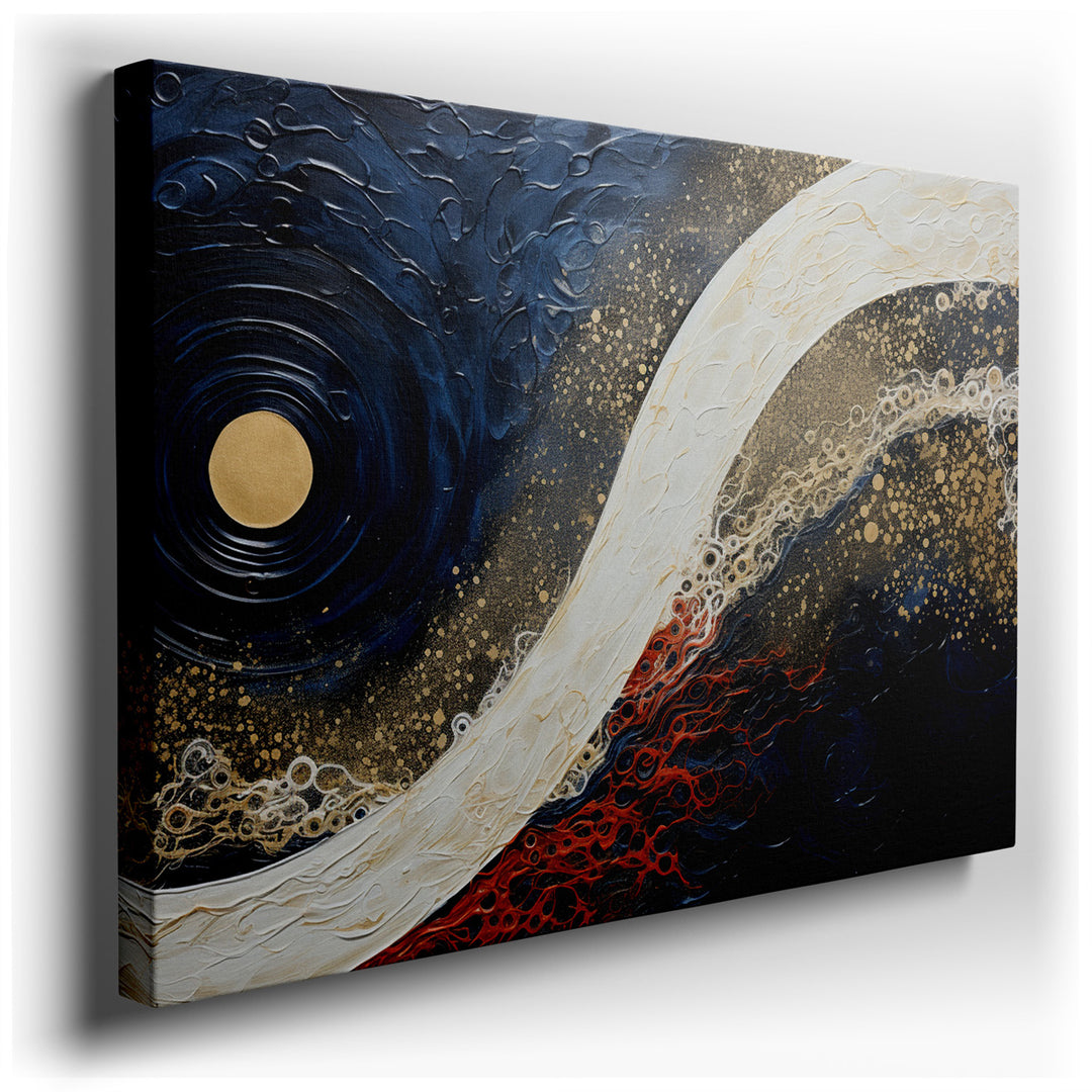 canvas print on wrapped canvas for wall decor – This visually engaging abstract wall art is a masterpiece of color and form, featuring a stunning contrast of white and...