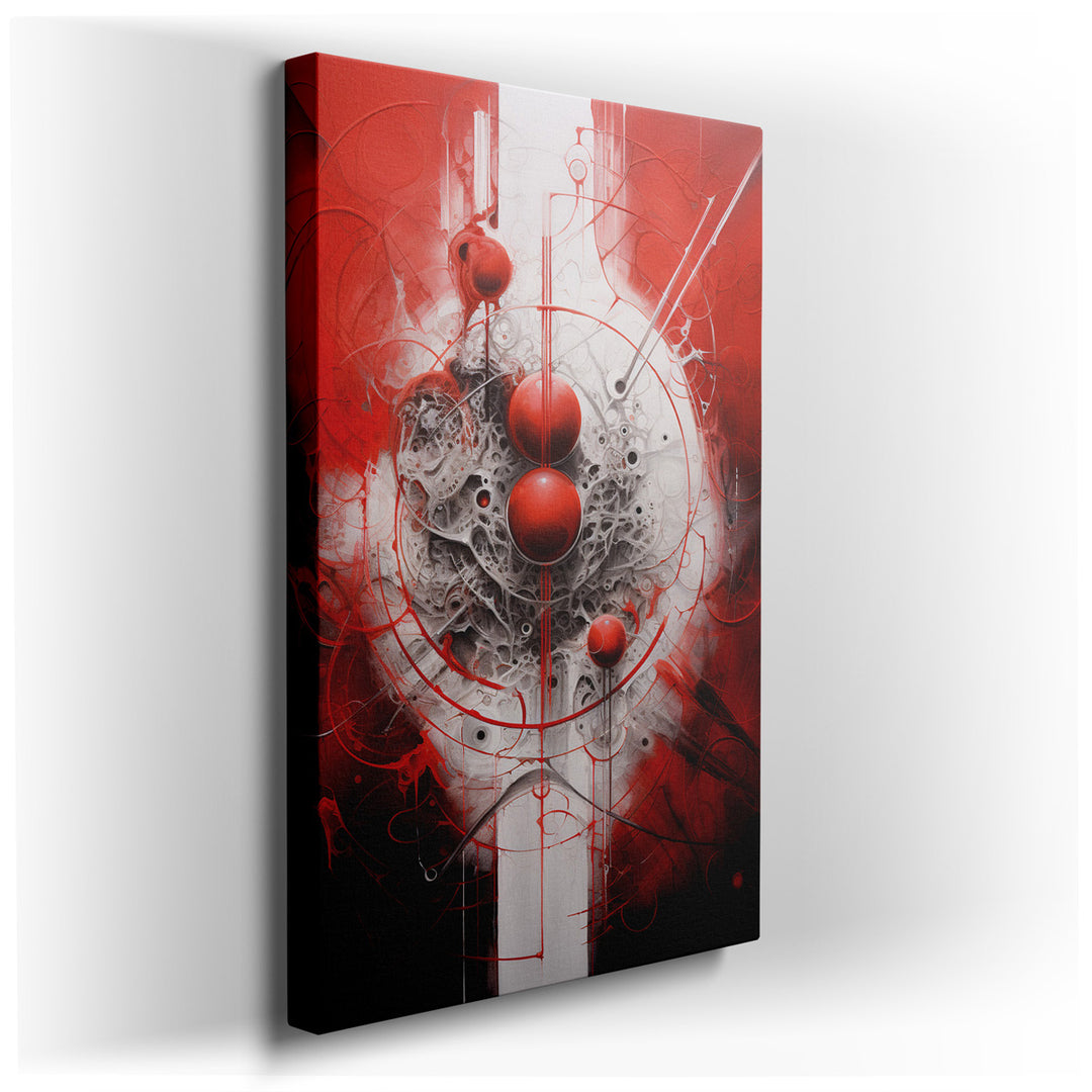 canvas print on wrapped canvas for wall decor – This wall art is a mesmerizing composition that masterfully blends vibrant reds with pristine whites, creating a visual...