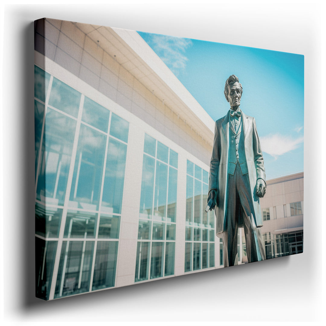 canvas print on wrapped canvas for wall decor – The wall art in question masterfully captures the juxtaposition of eras, blending the rich history embodied by a strikin...