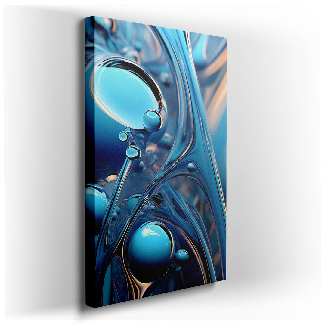 canvas print on wrapped canvas for wall decor – This wall art, a stunning portrayal of a dynamic interplay of blue liquid, is a masterpiece of abstract art that capture...