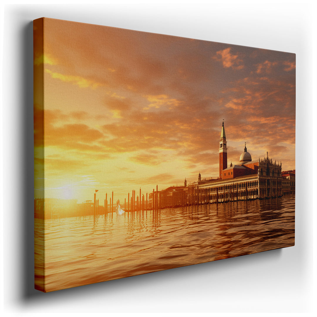 canvas print on wrapped canvas for wall decor – The wall art in question masterfully captures the essence of Venice, one of the world's most enchanting cities, through...