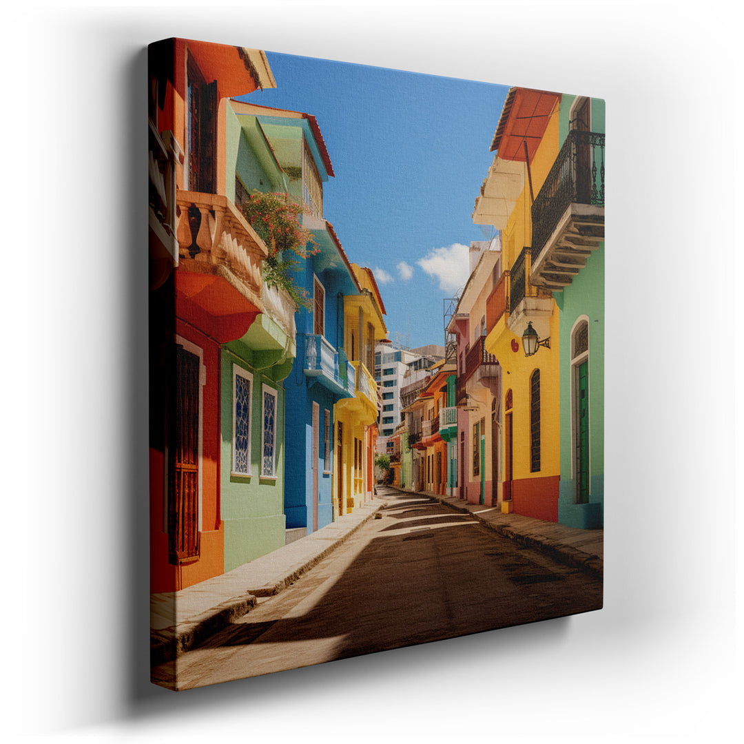 canvas print on wrapped canvas for wall decor – This wall art captures the enchanting essence of Cartagena, a historic gem nestled on the Caribbean coast of Colombia. A...