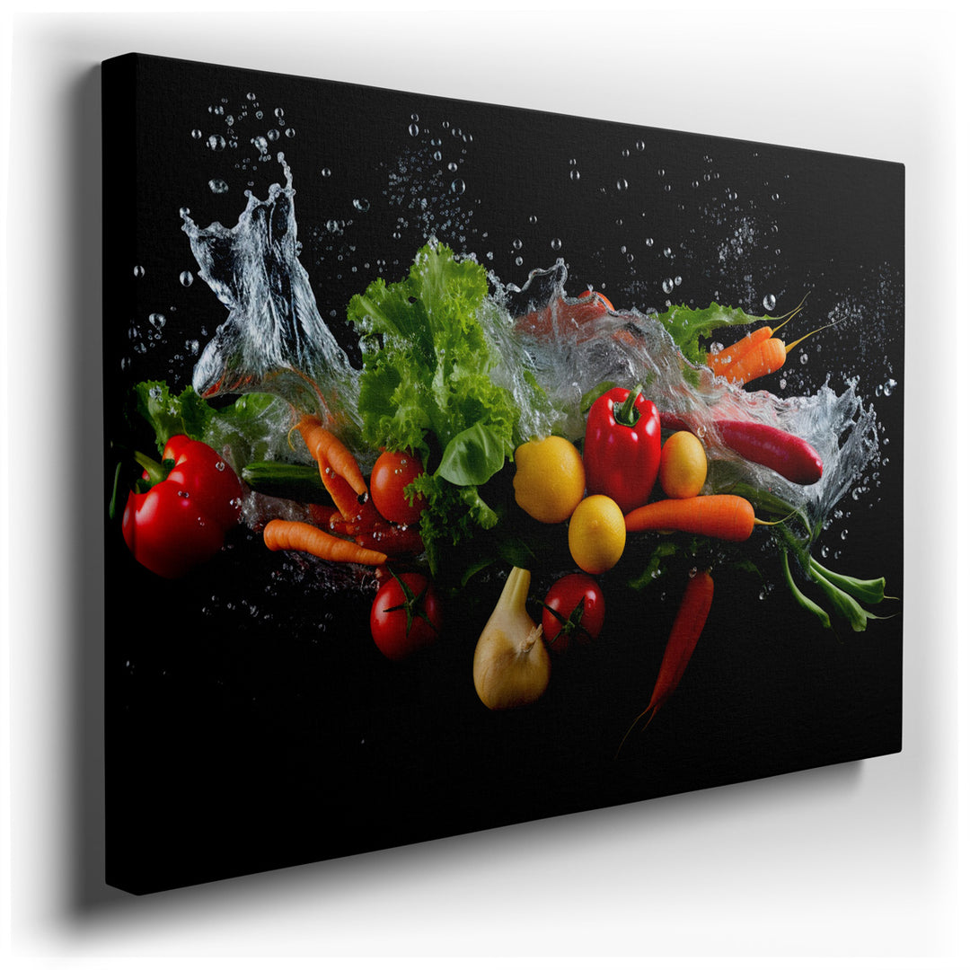 canvas print on wrapped canvas for wall decor – This wall art is a captivating visual feast that celebrates the vibrant beauty and freshness of vegetables. It features...