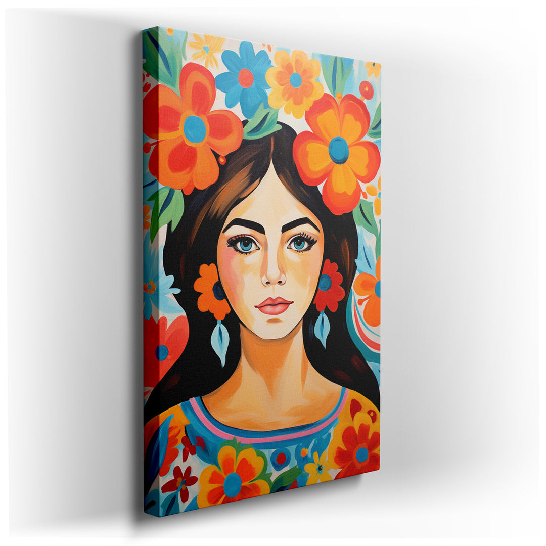 canvas print on wrapped canvas for wall decor – This wall art is a captivating portrait that exudes a profound celebration of nature, femininity, and the sheer joy of e...