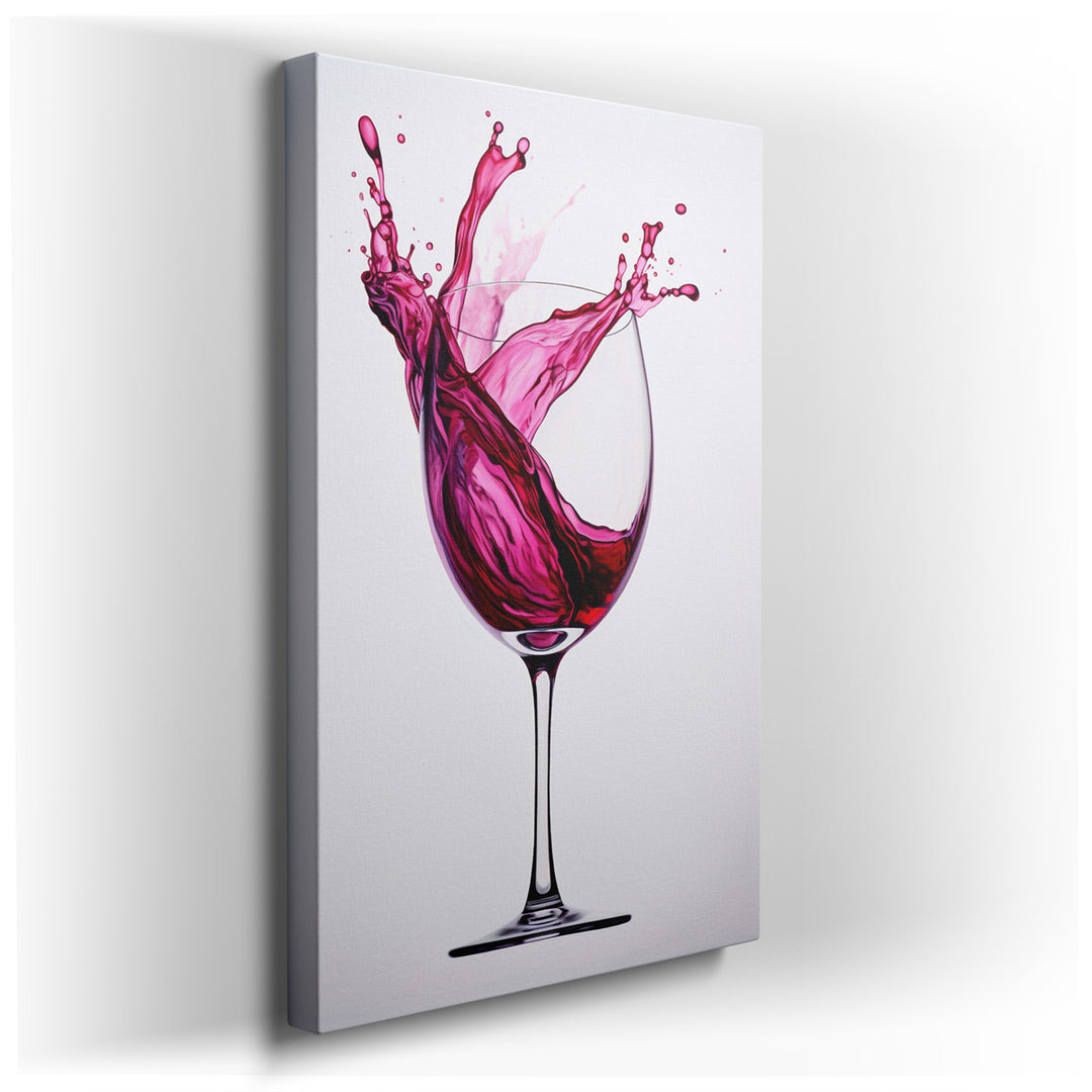 canvas print on wrapped canvas for wall decor – This wall art captures a moment of sheer exuberance and celebration, as a splash of red wine, vibrant and full of life,...
